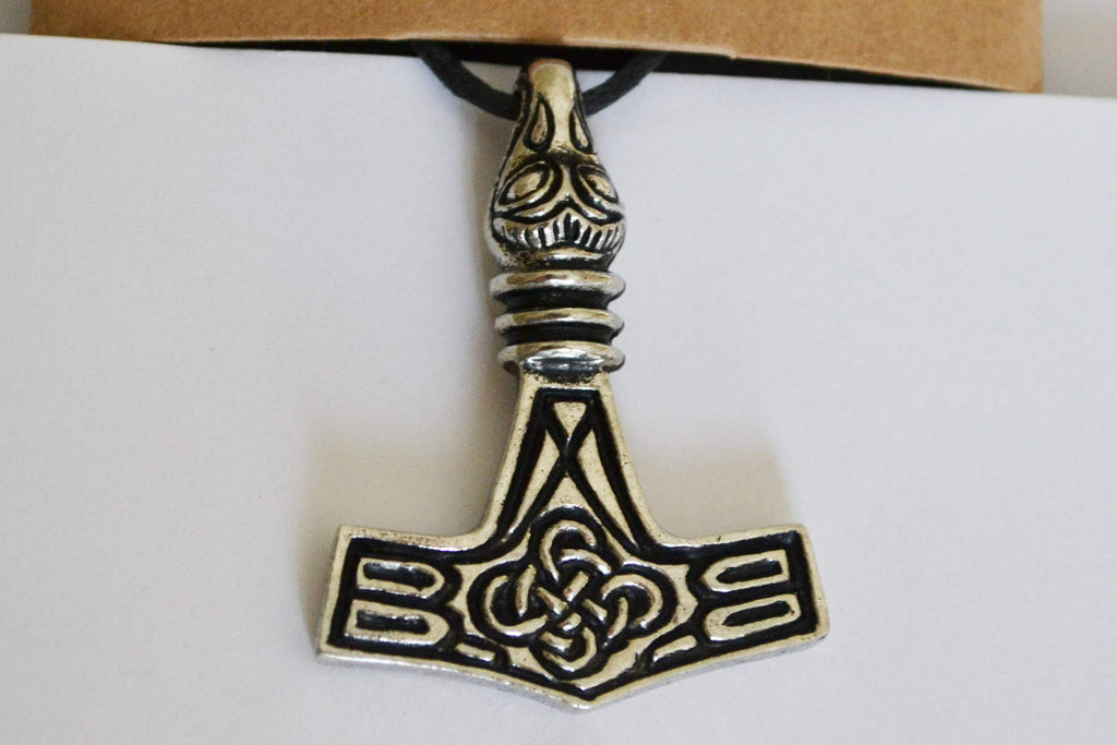 Fågelhuvud Torshammare Mjölner Halsband Viking (Tenn Handgjord) Smycke Ny