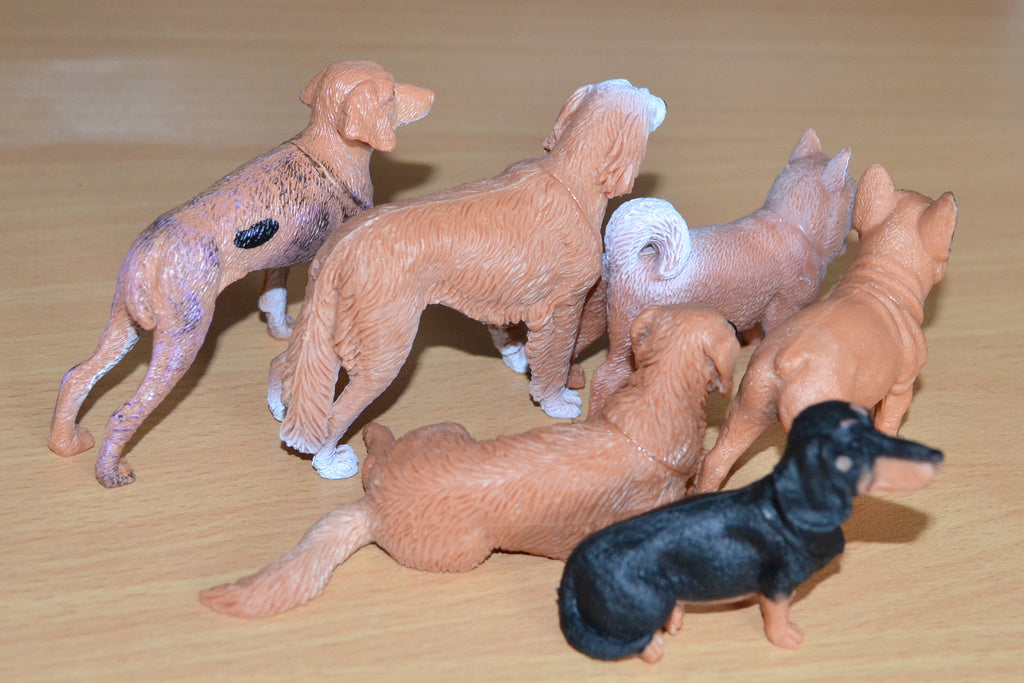 6st Hundar (Bruna+Svart) Hund 7cm Lek/Prydnad/Present Ny