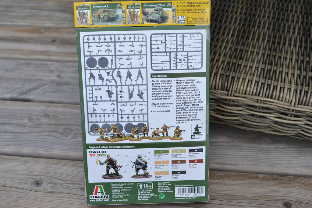 WWII Soviet Infantry Infanteri, 16st Figurer 1:56 Italeri Wa