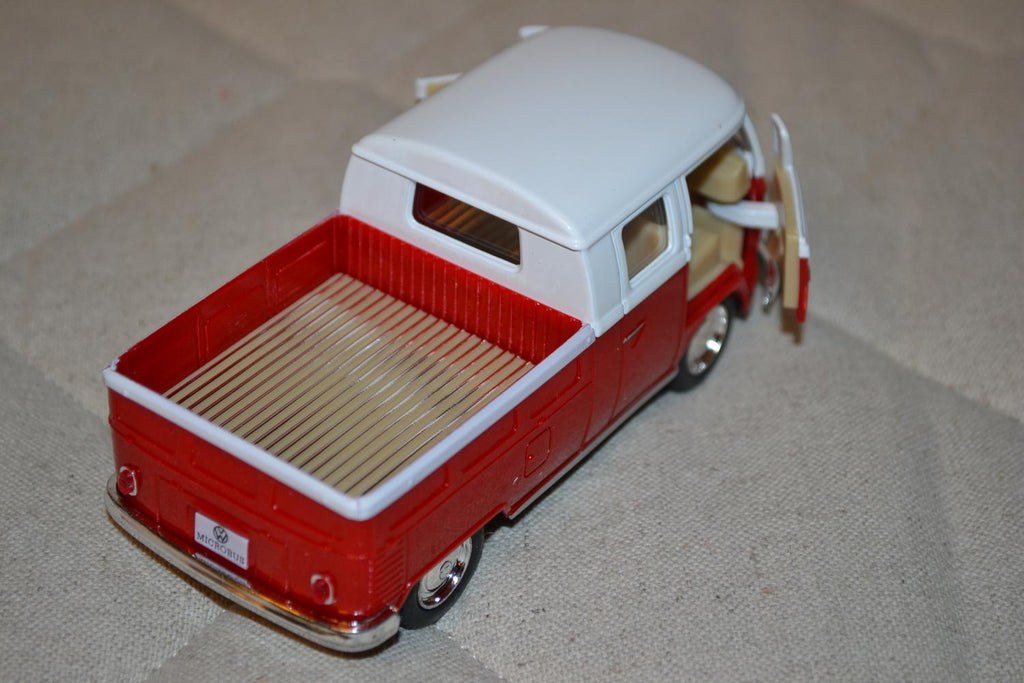 Röd Volkswagen Folkbuss Double Cab 1963 1:34 Kinsmart 13cm Ny