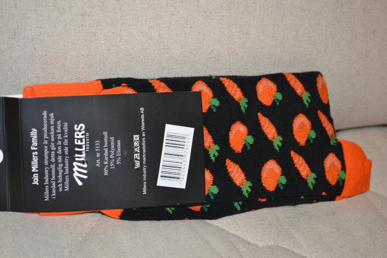 Morötter Tomater Millers Sockar Strumpor Strl 41-46 1par Ny