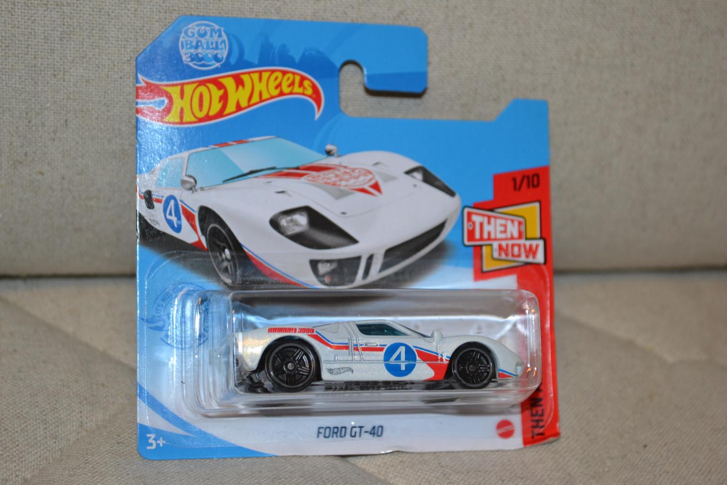 Ford GT-40 Vit Racing Gumball 3000 1:64 Hot Wheels 7cm Ny