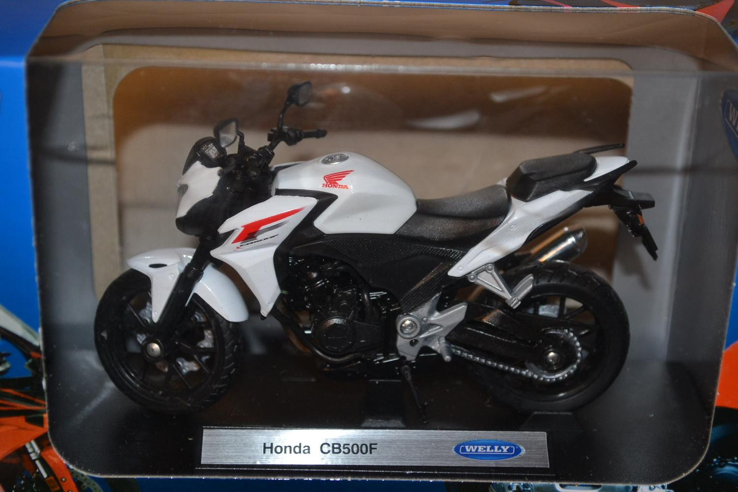 Honda CB500F Vit Motorcykel 1:18 Welly 11cm Ny