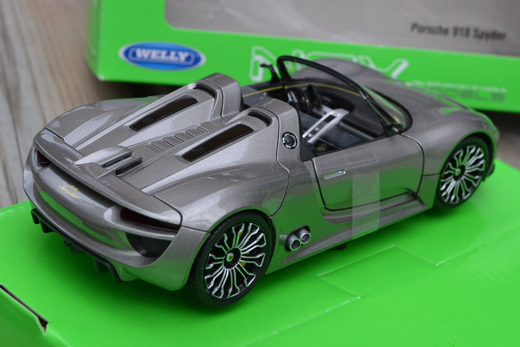 Porsche 918 Spyder 1:24 Welly Nex Models Grå Metallic Ny