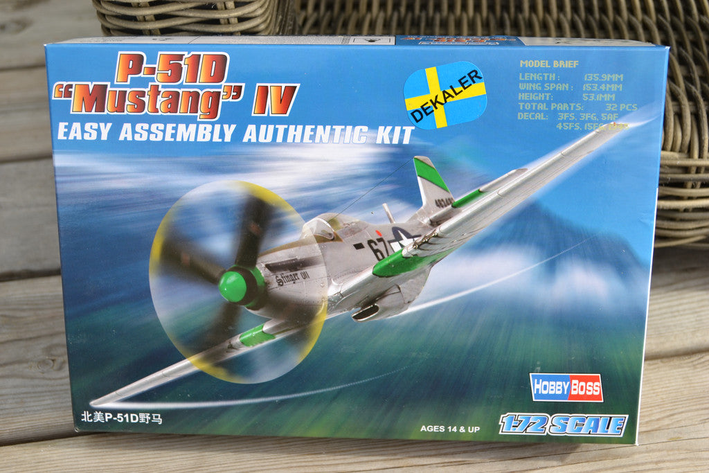 P-51D Mustang 1:72 Flygplan HobbyBoss (M. Svenska Dekaler) N