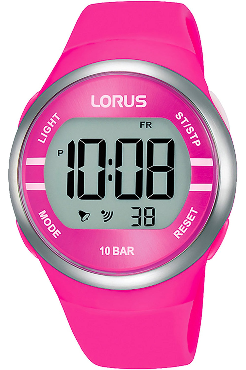 Lorus Rosa Digital Armbandsur Klocka Träning 38mm R2343NX9 Plast Ny