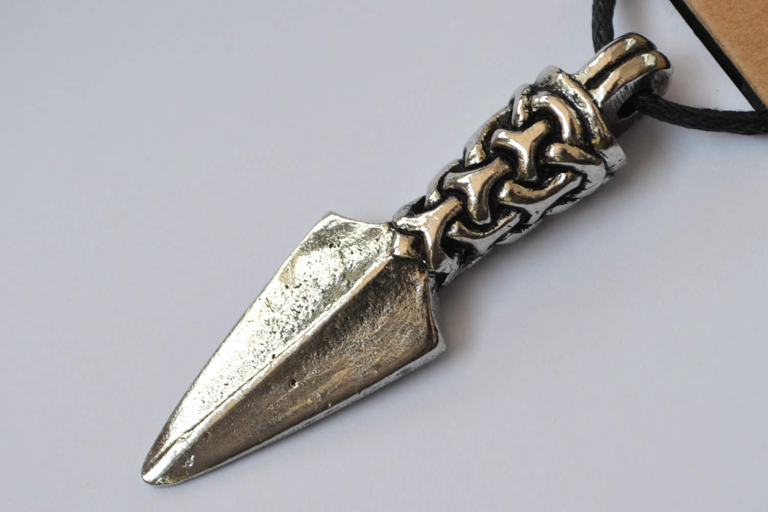 Gungir Odins Spjut (Manx Mönster) Halsband Viking (Tenn Handgjord) Smycke Ny