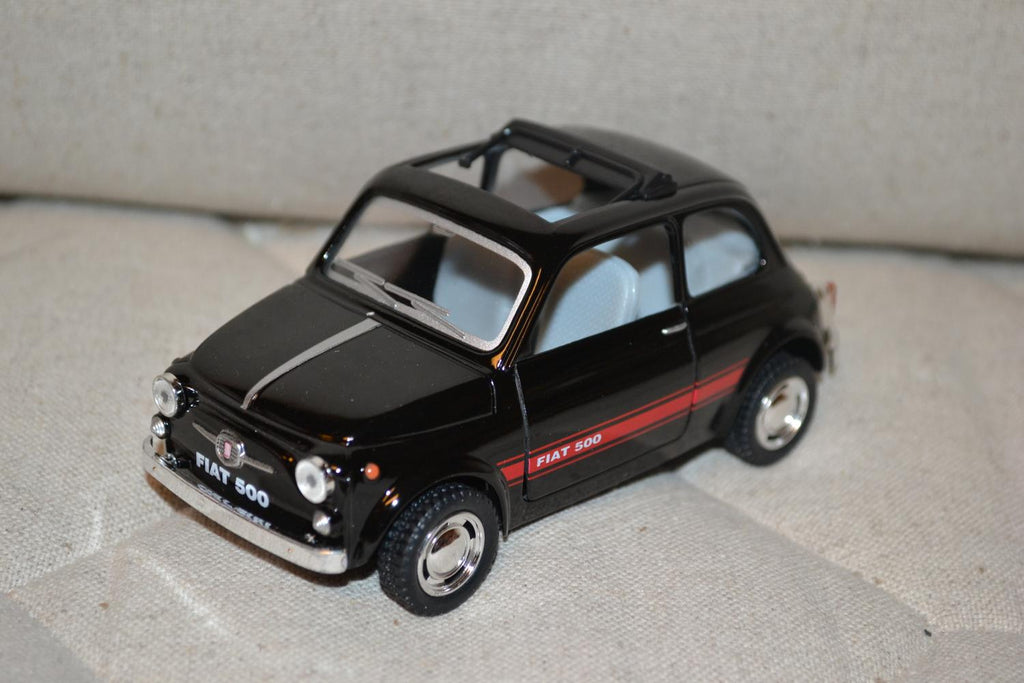 Svart Fiat 500 1960 1:24 Kinsmart 12cm Ny