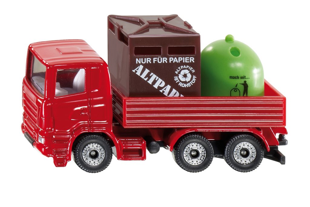 Återvinningsbil Mercedes m. Sopkärl Siku 0828 ca 1:64 Ny