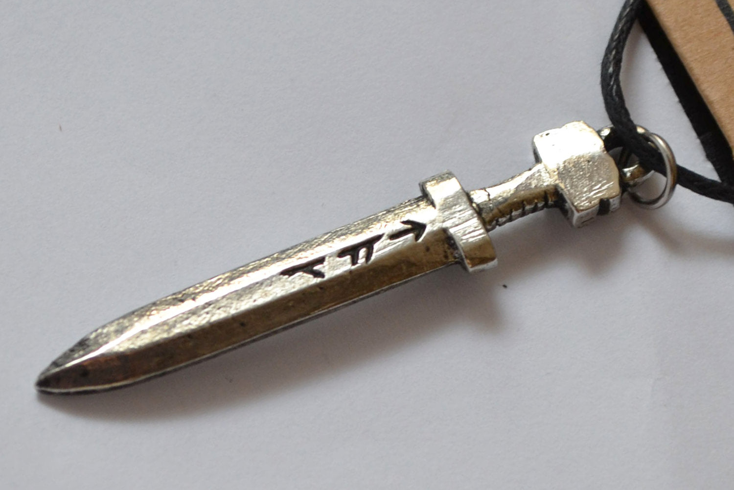 Svärd Krig Försvar Halsband Viking (Tenn Handgjord) Smycke Ny