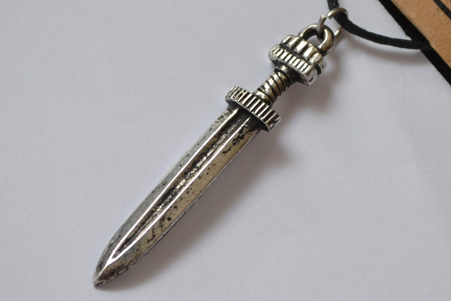 Svärd Krig Försvar Halsband Viking (Tenn Handgjord) Smycke Ny