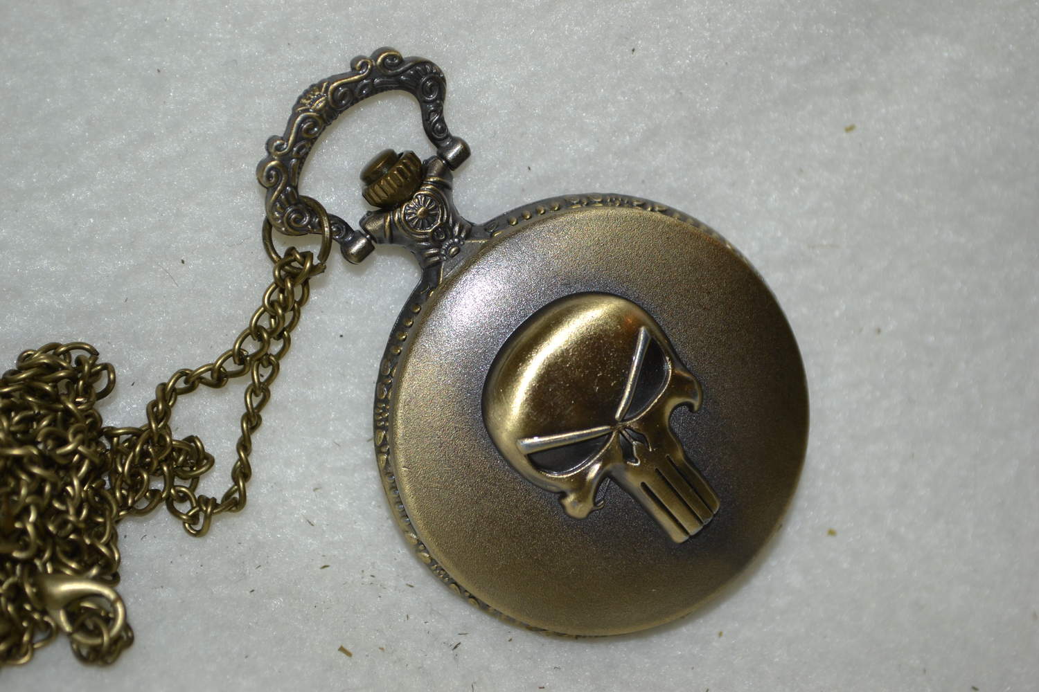 The Punisher Döskalle Skalle Fickur (Quartz) Halsband Ny