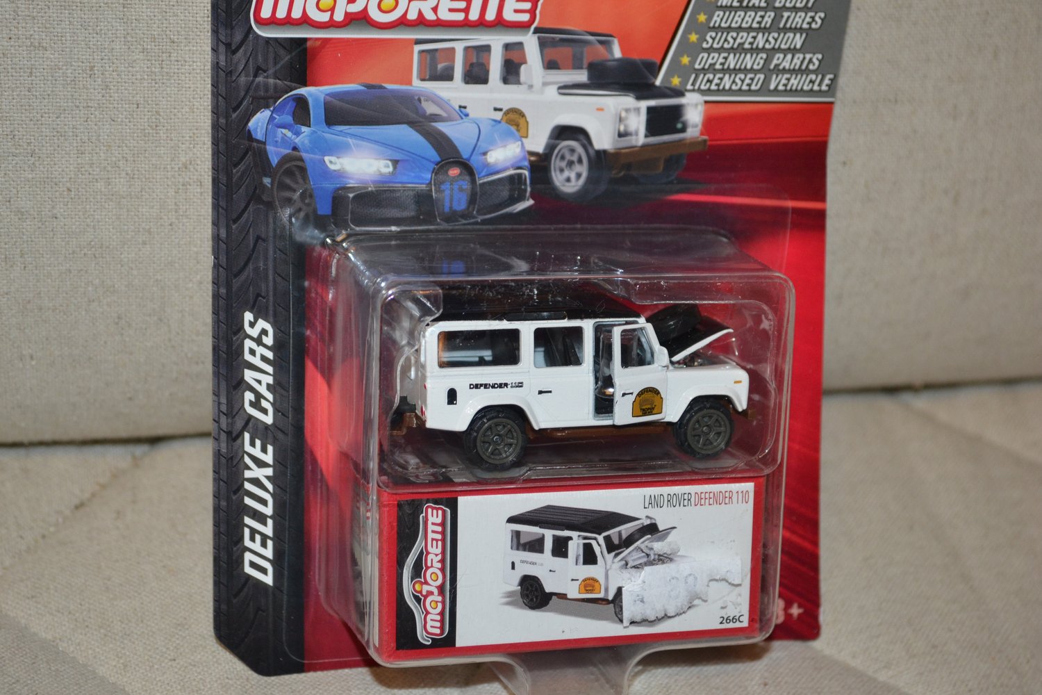 Land Rover Defender 110 Vit Majorette 1:64 7cm Öppningsbara delar Ny