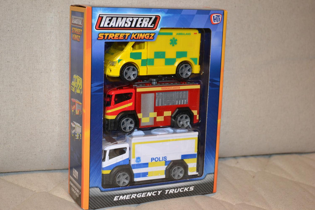 3st Räddningsfordon Polis Ambulans Brandkår 11cm Teamsterz Ny
