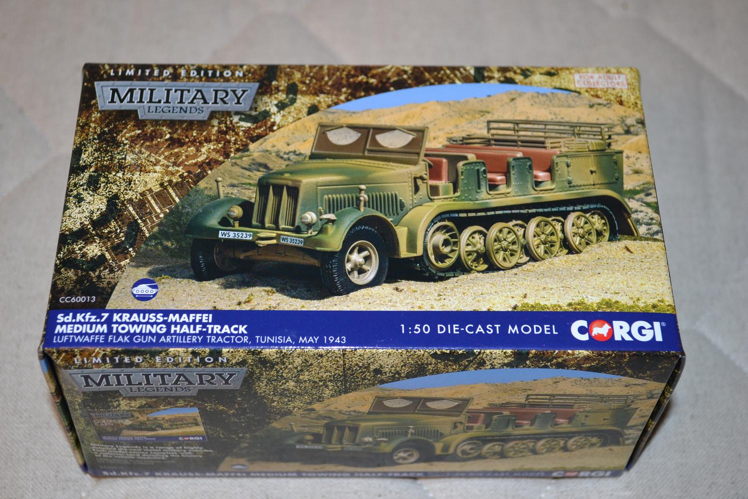 SDKFZ 7 Half-Truck Tyskland WW2 1:50 Corgi (Premium Limited edition) 14cm Ny