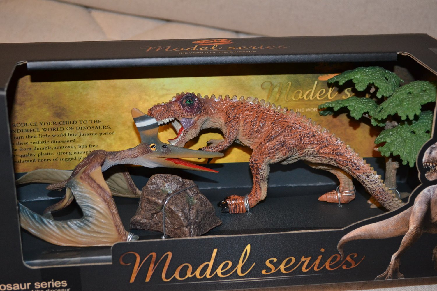 Set 2st Dinosaurie Pterodactyl & Tyrannosaurus Rex Animal Universe 13cm Ny