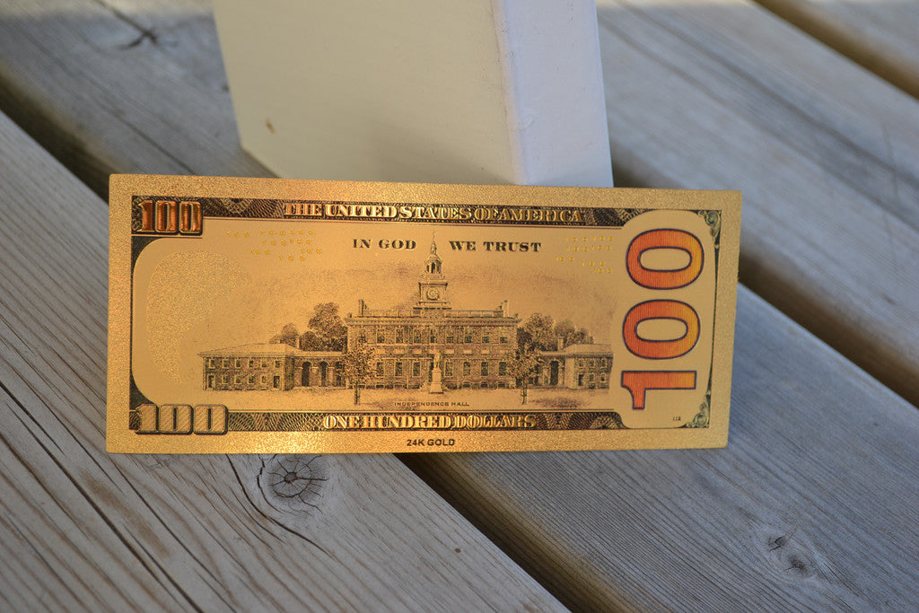 USA 100 Dollar Sedel Benjamin Franklin (Souvenir) Guld Pläte
