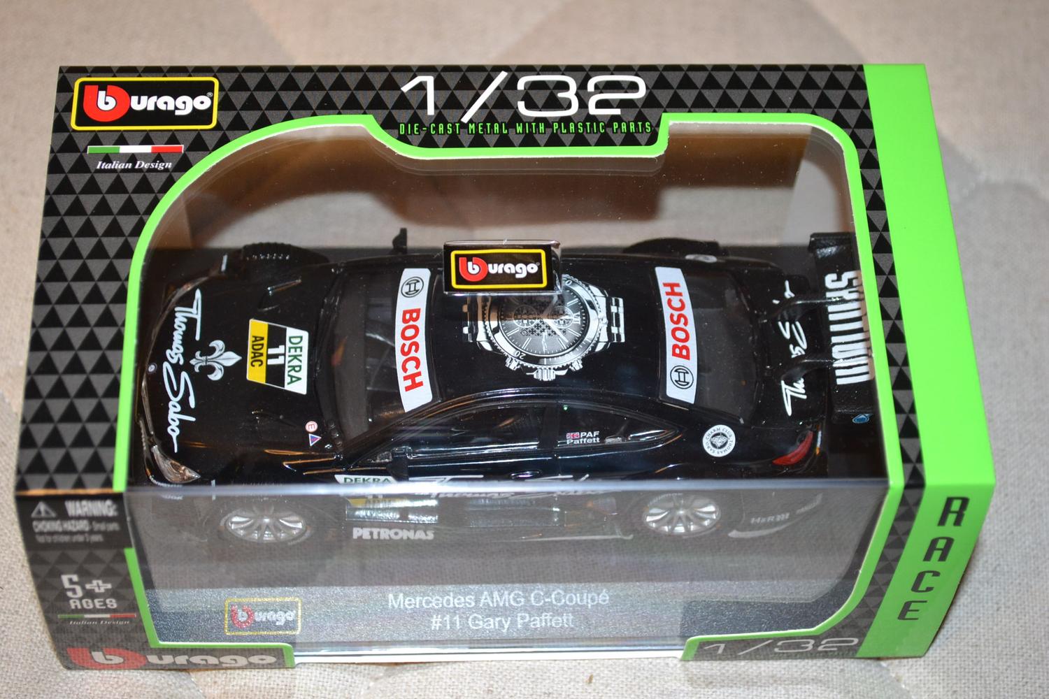 Mercedes AMG C-Coupé #11 Gary Pafett Svart 1:32 Burago 14cm DTM Race Ny