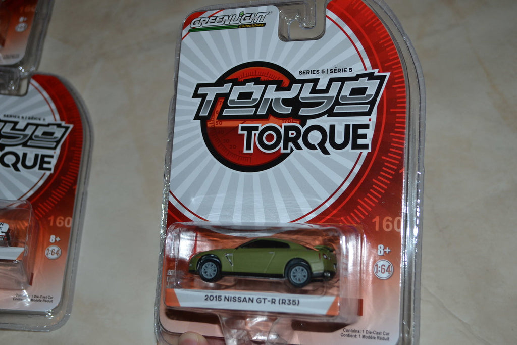 2015 Nissan GT-R R35 Grön GTR 1:64 Greenlight (Tokyo Torque 5) Ca 7cm Ny