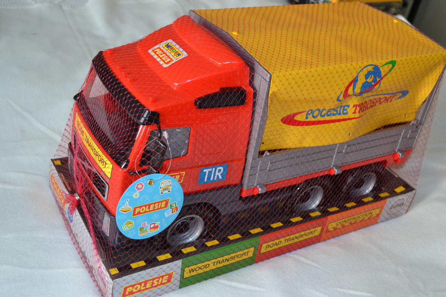 Volvo Lastbil Röd m. Täckt Släp 1:16 Polesie 45cm Ny