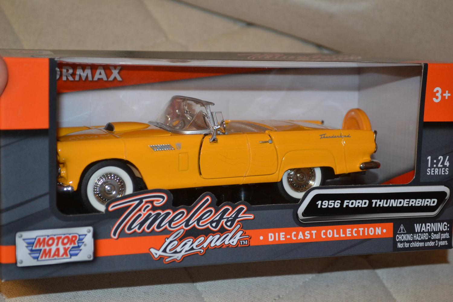 1956 Ford thunderbird Gul 1:24 Motormax 18cm Ny