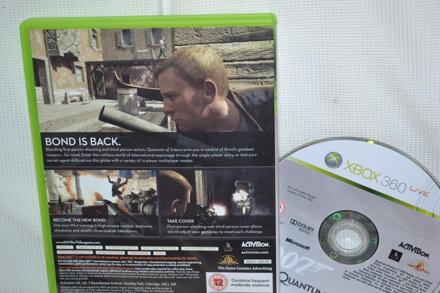 Quantum of Solace 007 James Bond Xbox 360 Fint Skick