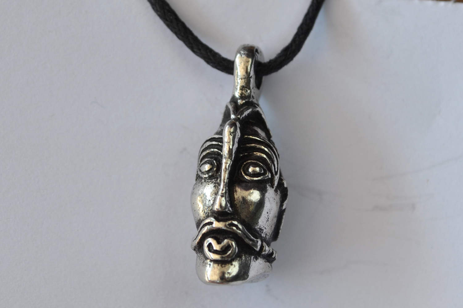 Vikingkrigare m. Hjälm Tidig Vikingtid Halsband (Tenn Handgjord) Smycke Ny