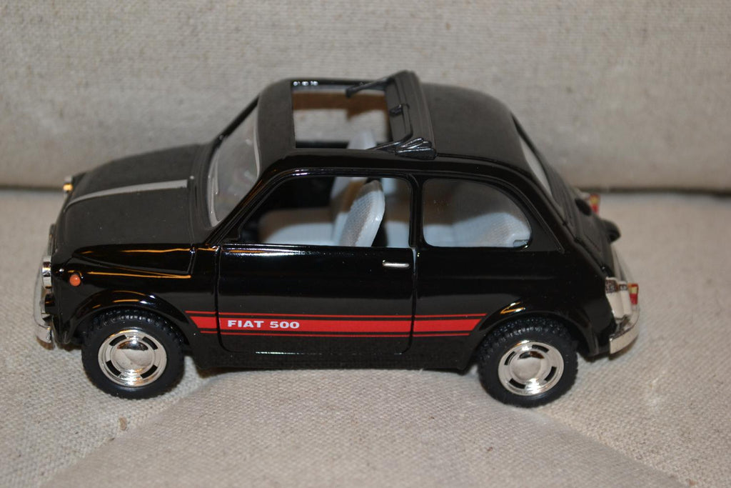 Svart Fiat 500 1960 1:24 Kinsmart 12cm Ny