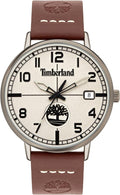 Timberland Krämvit Brun Läder Armbandsur Klocka 43mm TDWGB2091601 Ny