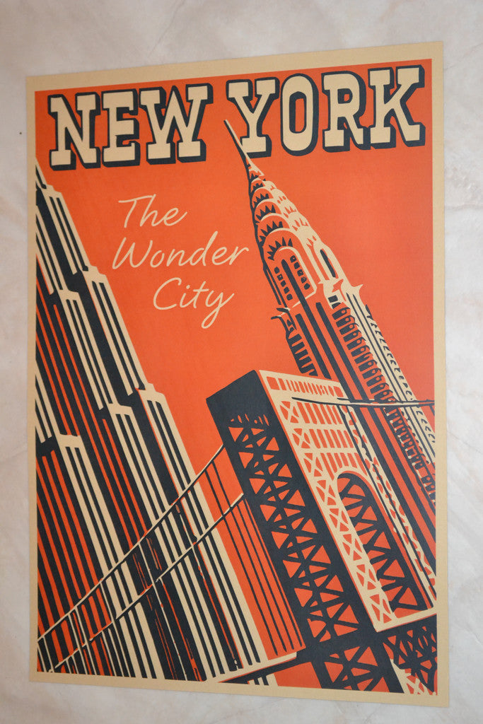 New York the Wonder City Vintage Reklam Röd Poster Affisch 30*42cm Ny