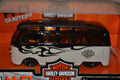 Volkswagen Van Samba Flames Vit/Svart Harley Davidson 1:24 Maisto 16cm Ny