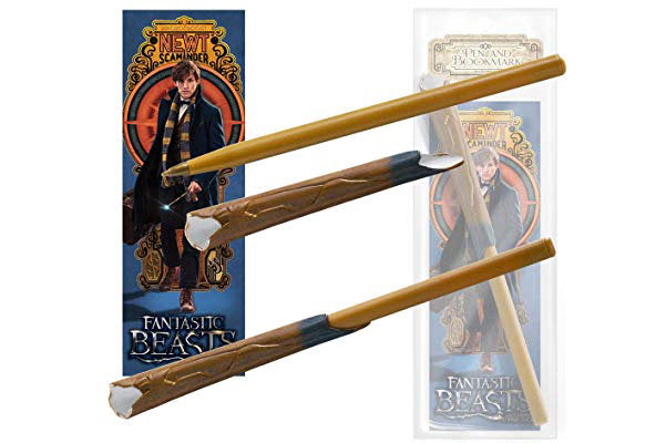 Newt Scamander Wand Pen Penna & Bokmärke Fantastic Beasts Trollstav Ny