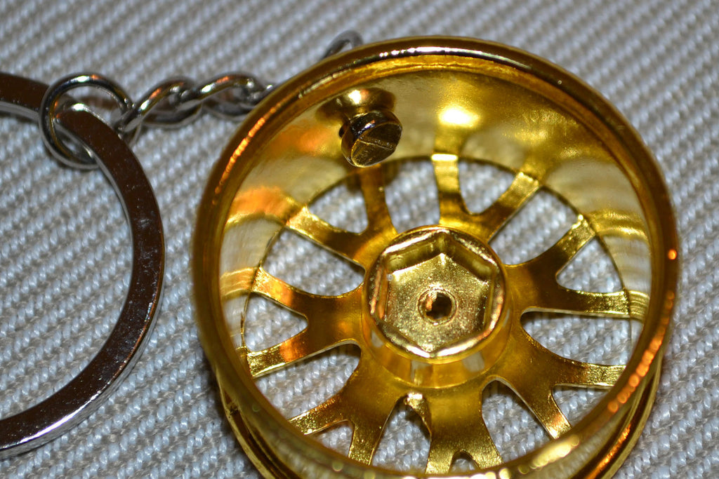 Fälg Hjul (Nyckelring) Mini Guld Styling 3,5cm Ny