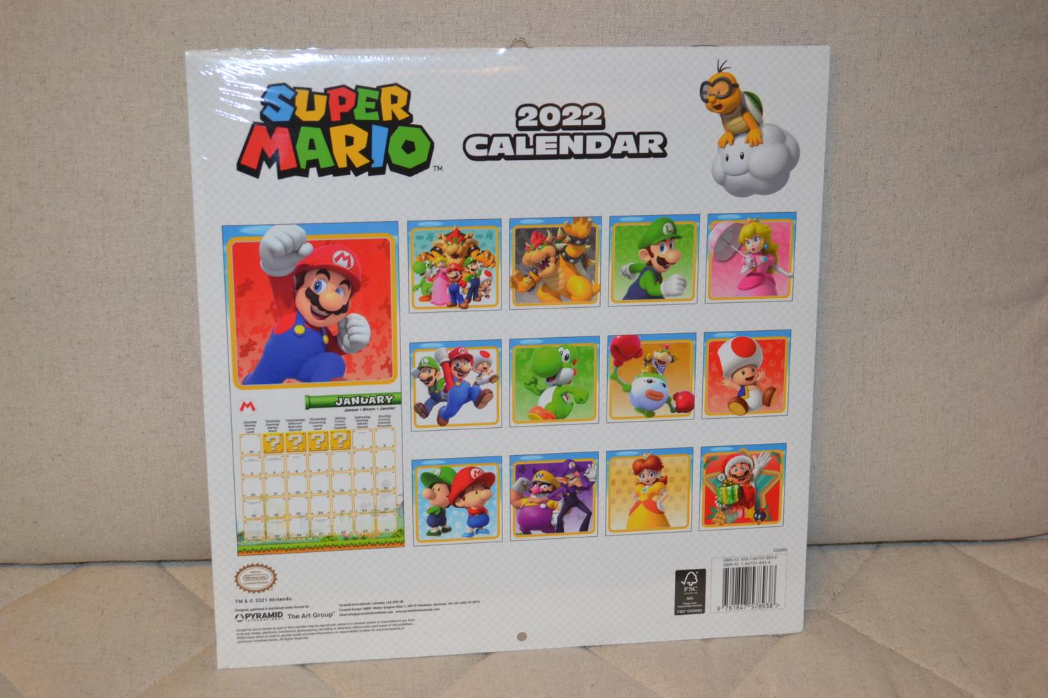 Super Mario 2022 Kalender Årskalender Nintendo Pyramid 60*30cm Ny