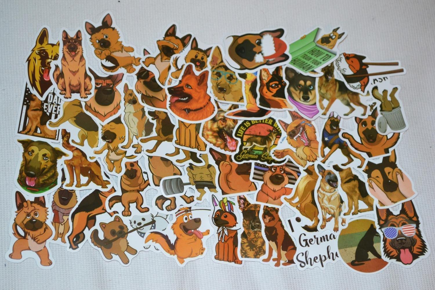 Tysk schäferhund Schäfer Hund 50st Klistermärken 8-6cm Ny