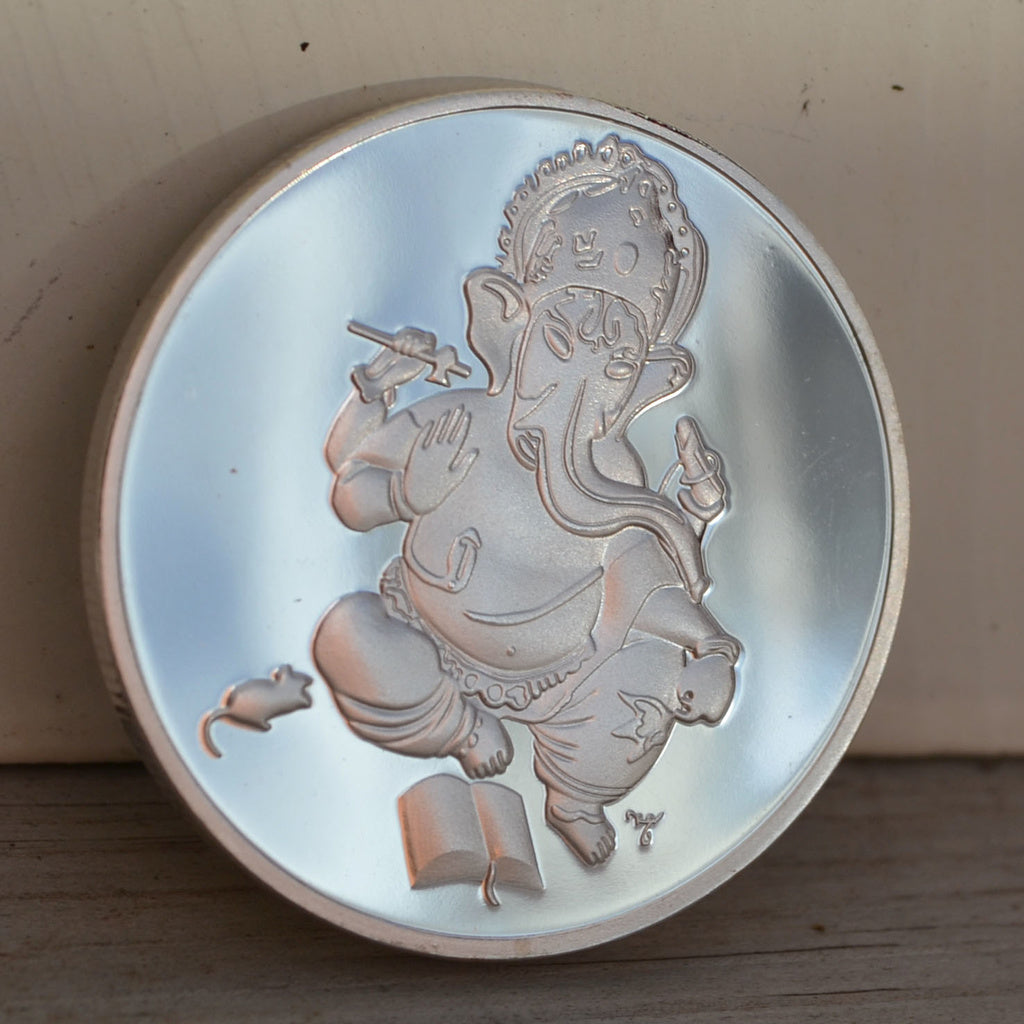 Ganesha Yoga Märke Indien Mynt Silver Plätering Ny