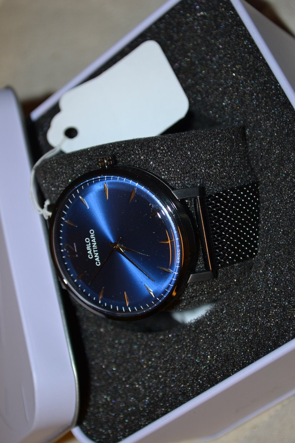 Carlo Cantinaro Blå/Svart Metall Armbandsur Klocka 42mm CC1003GM011 Ny