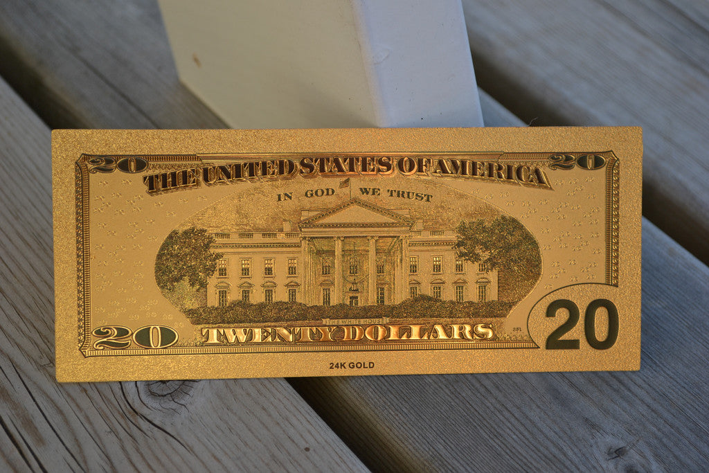 USA 20 Dollar Sedel Andrew Jackson (Souvenir) Guld Plätering