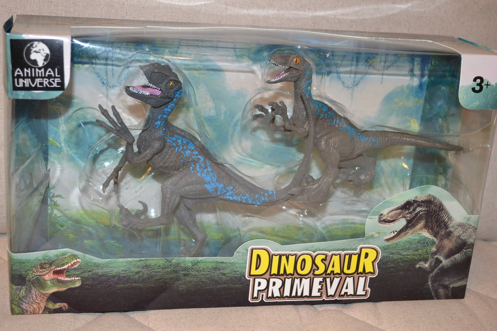 2st Velociraptor Dinosaurie Gråa Animal Universe 18-21cm Ny