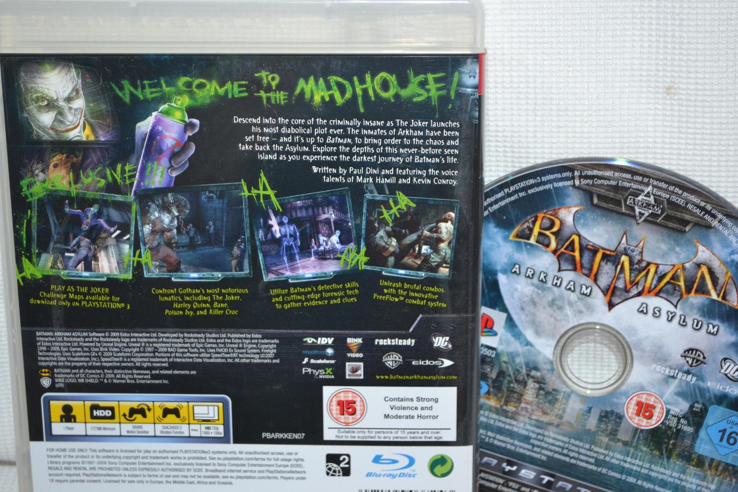 Batman: Arkham Asylum PS3 Playstation 3 (Utan Manual) Fint Skick