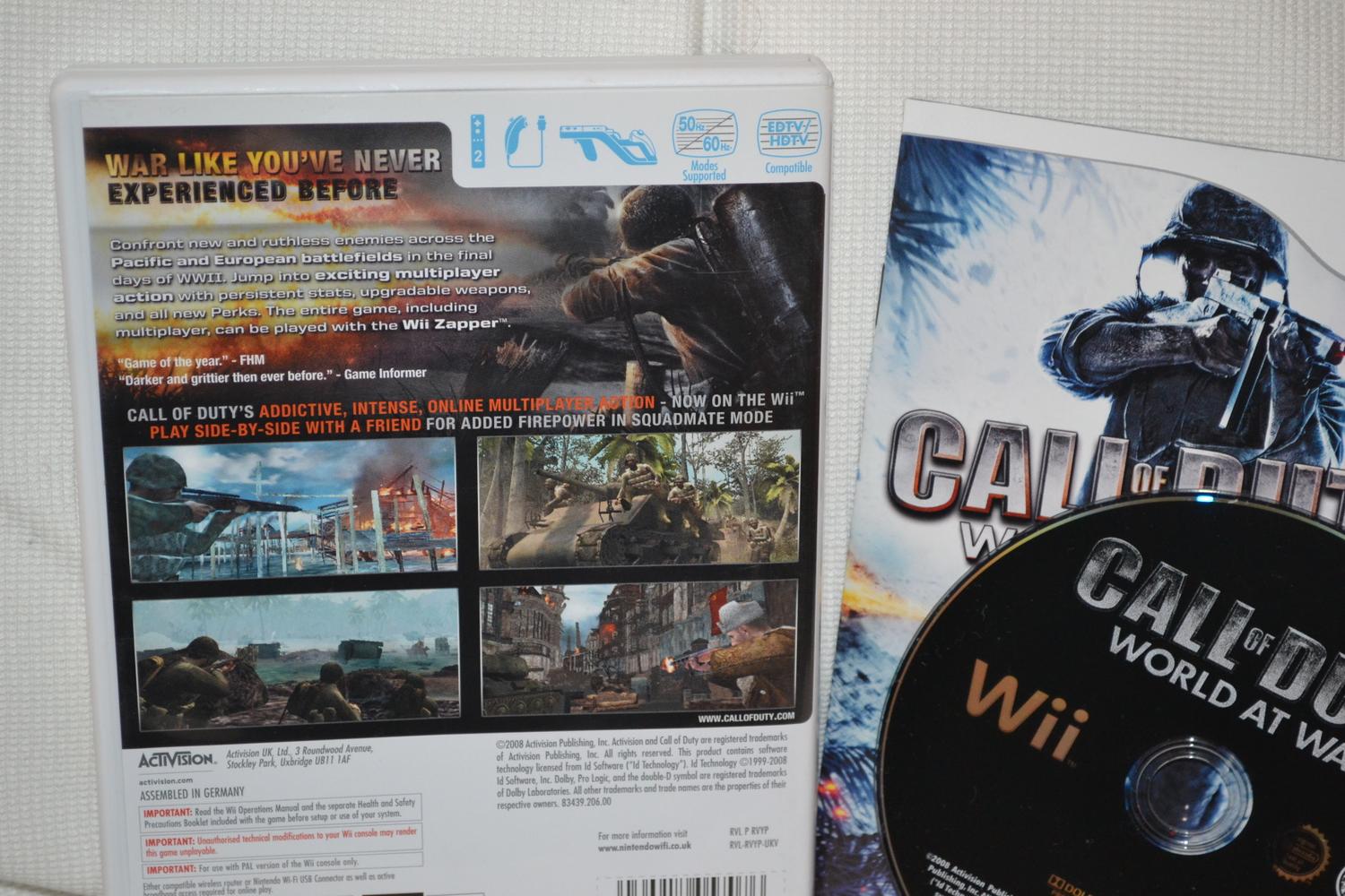Call of Duty World at War Wii Nintendo Komplett Fint Skick
