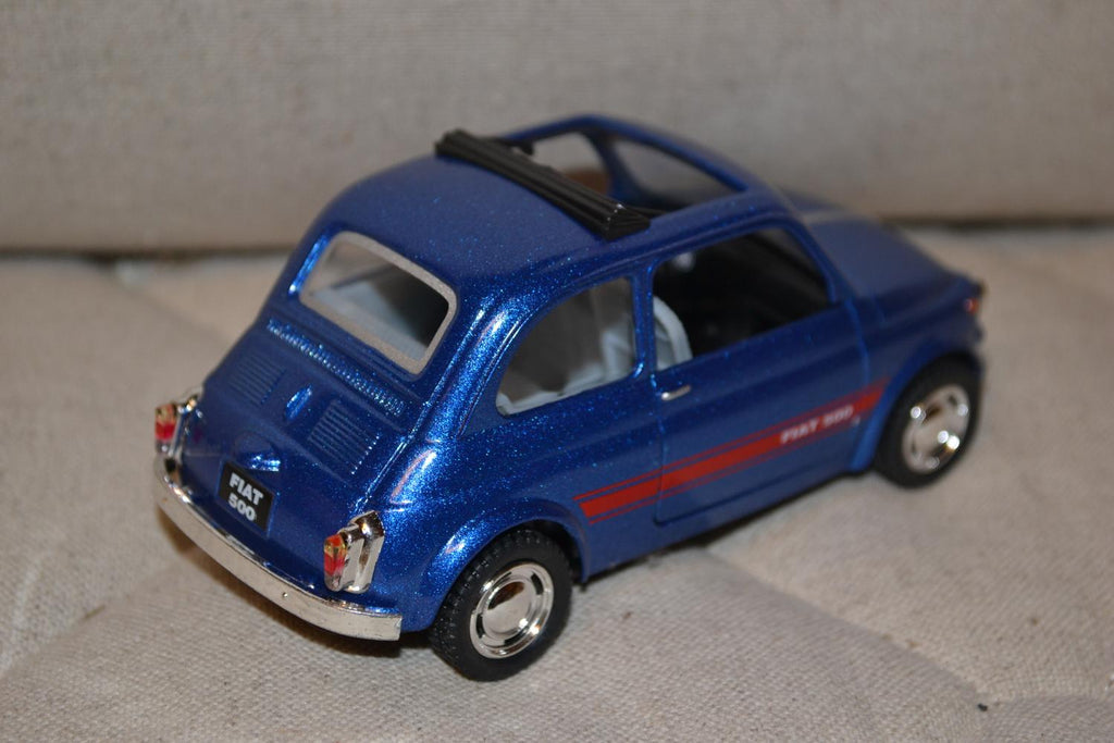 Mörkblå Fiat 500 1960 1:24 Kinsmart 12cm Ny