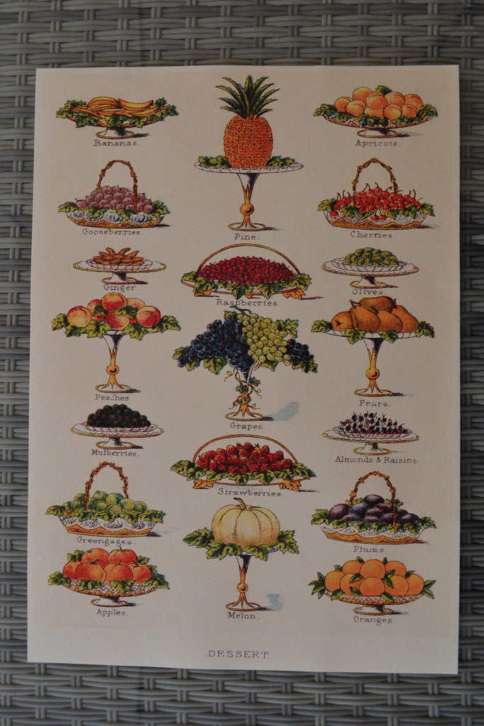 Dessert, Olika Frukter Recepttips Äldre Stil Poster Affisch