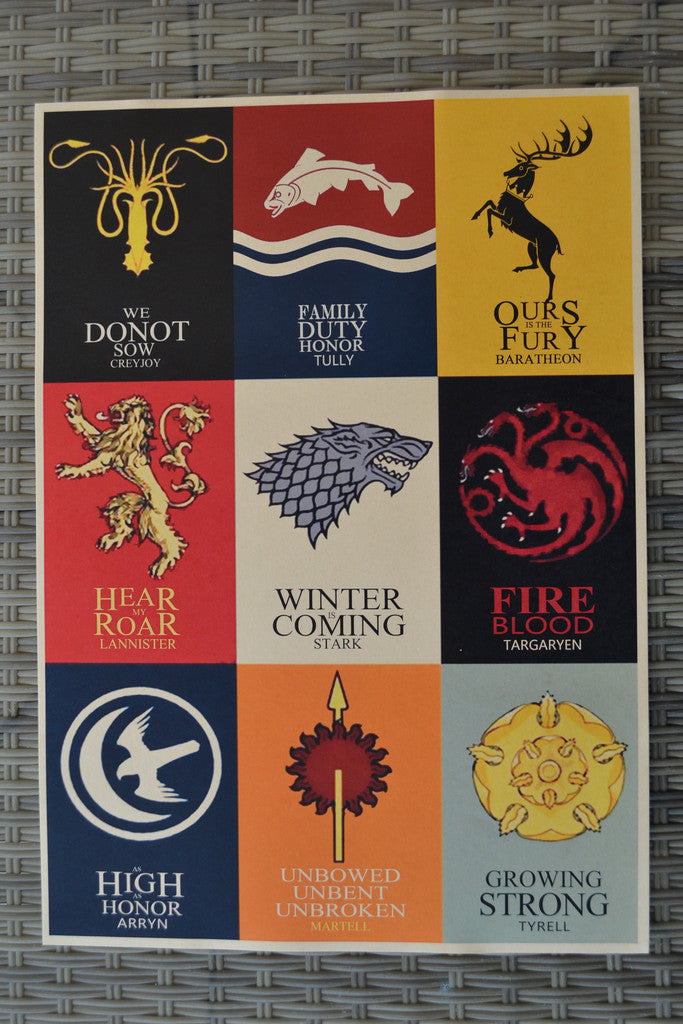 Husen Game of Thrones (Tully, Lannister, Arryn mfl) Poster A