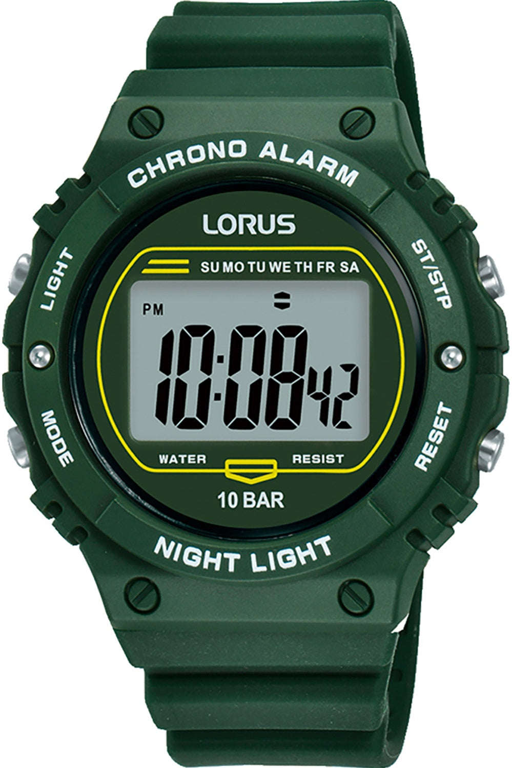 Lorus Grön Träning Digital Armbandsur Klocka 39mm Plast R2309PX9 Ny