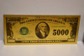 5000 Dollar Madison Sedel USA (Guld Plätering) Ny