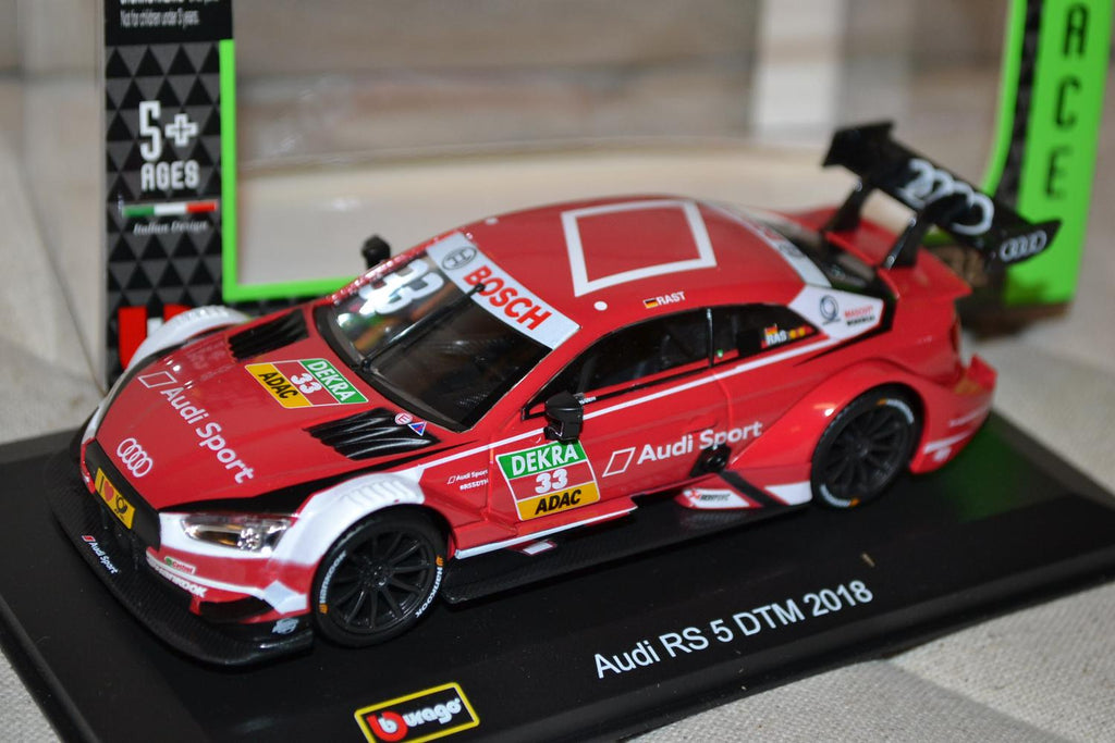 Audi RS 5 DTM 2018 Röd 1:32 Burago 14cm Race Collection Ny