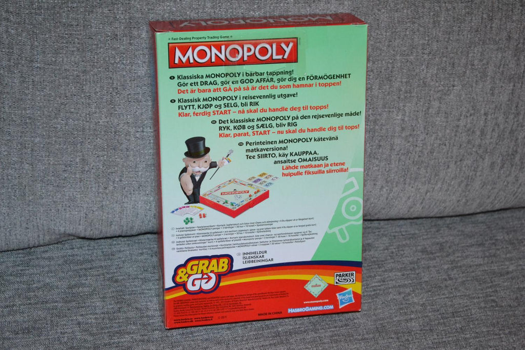 Monopoly Grab and Go Brädspel Monopol Reseversion Hasbro Ny