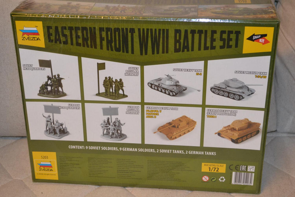 Östfronten WW2 Battle Set 1:72 Zvezda (9+9 Figurer, 4 Pansarvagnar) Ny