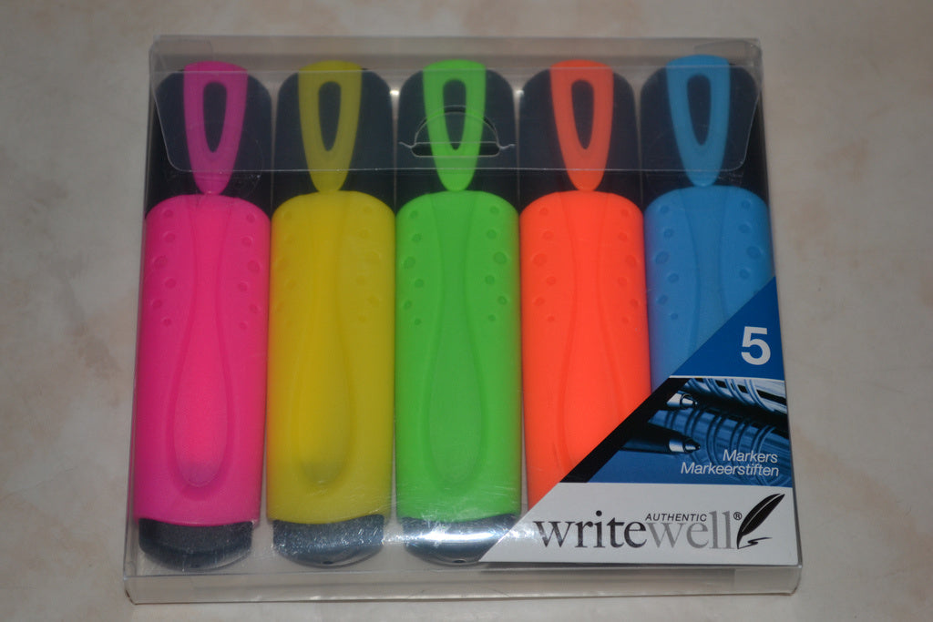 5st Märkpennor, Writewell (Rosa, Gul, Grön, Orange, Blå) Ny